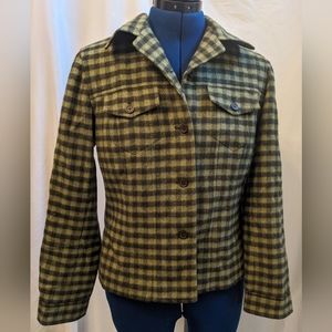 -Talbots Wool Blend Plaid Women's Jacket